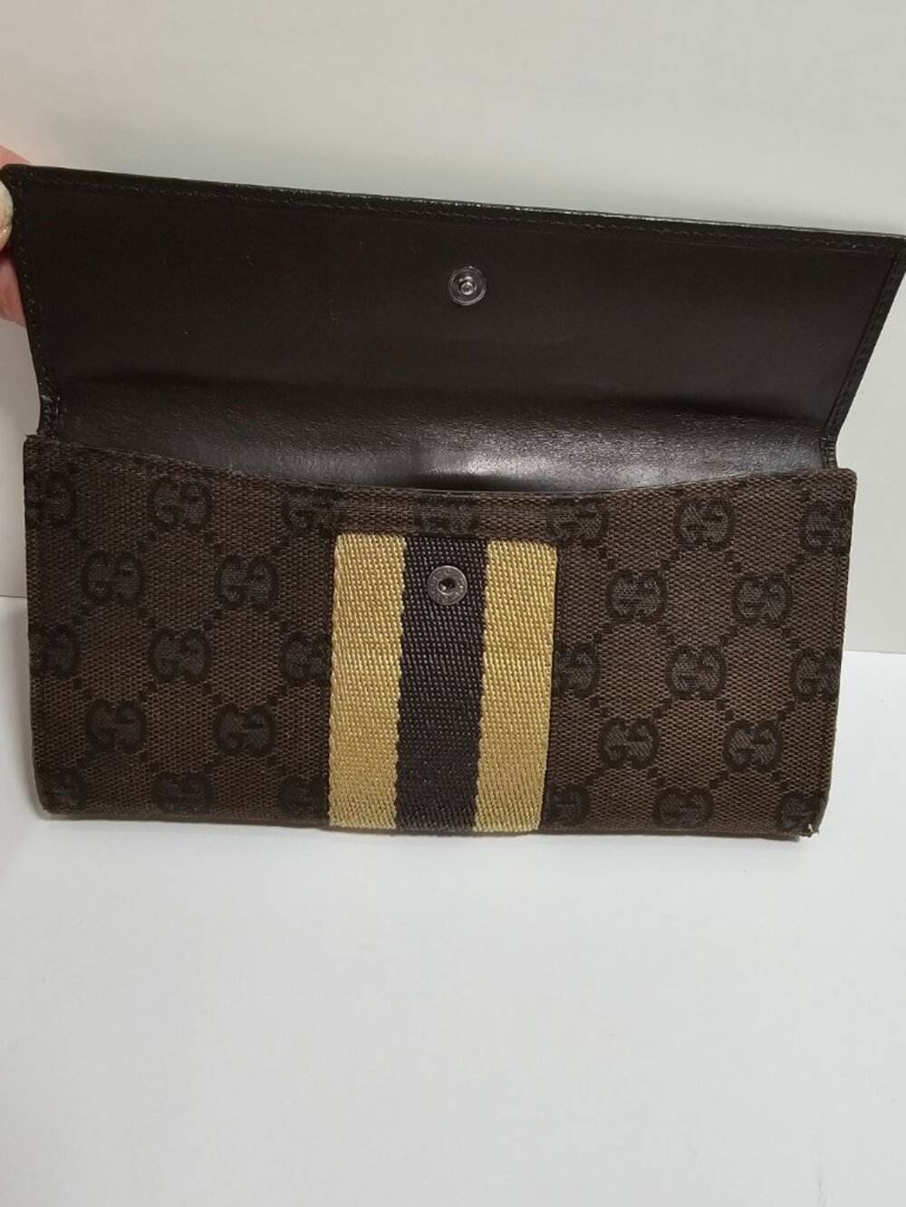 Auth. Vintage Gucci Jackie Piston Lock Long Wallet GG Monogram Canvas Brown - Picture 4 of 8